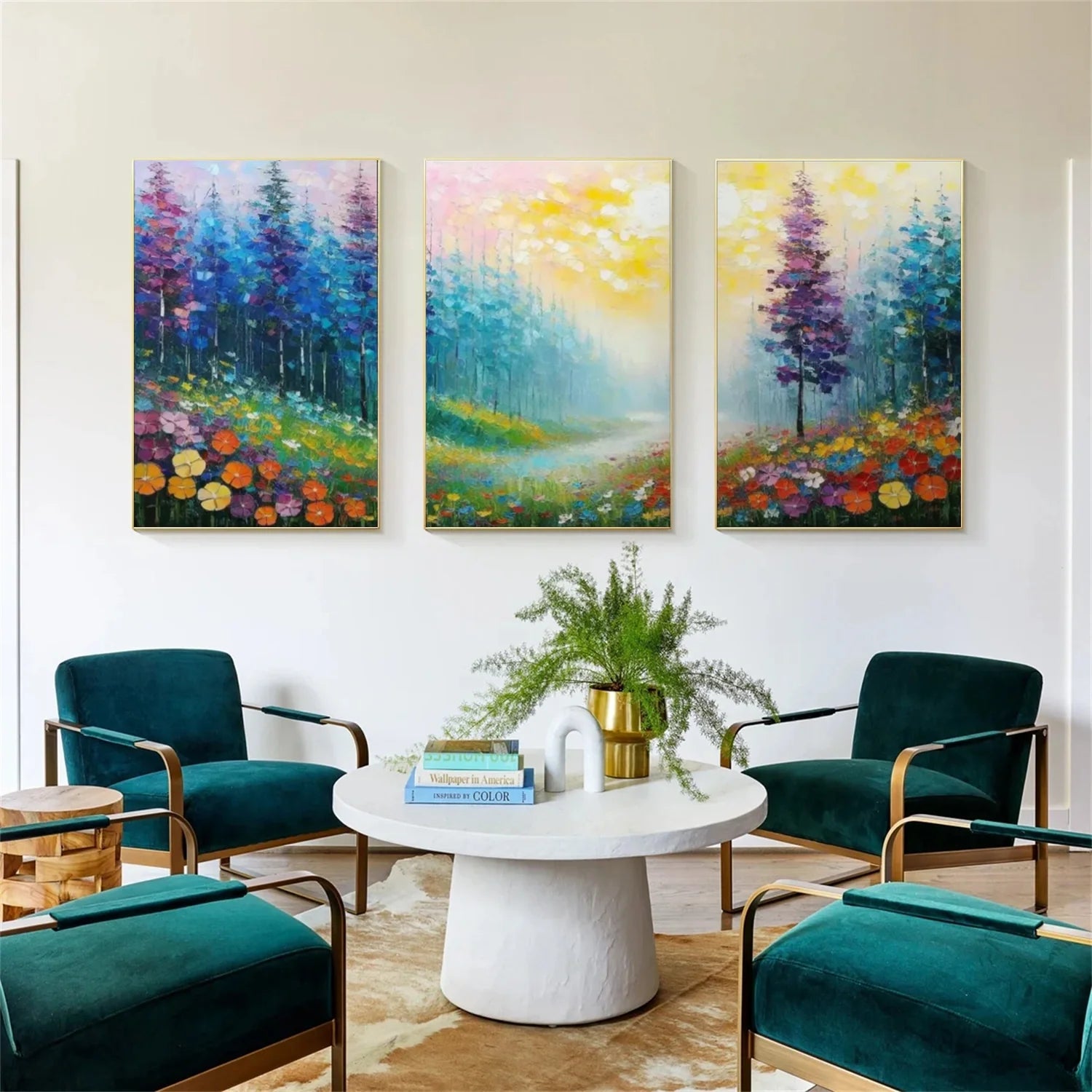 Flower & Tree Abstract Wall Art Set of 3 #ML157
