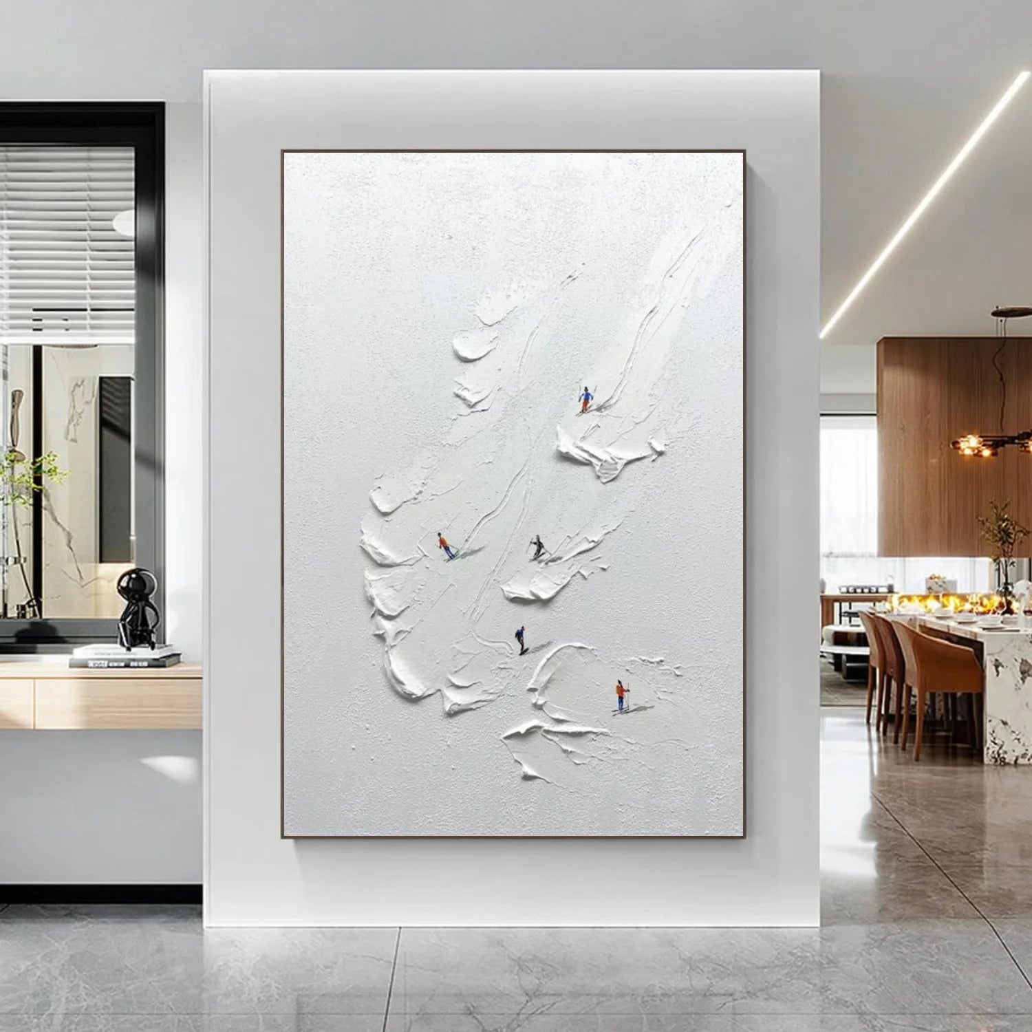 Skiing Sport Textured Wall Art #SA057