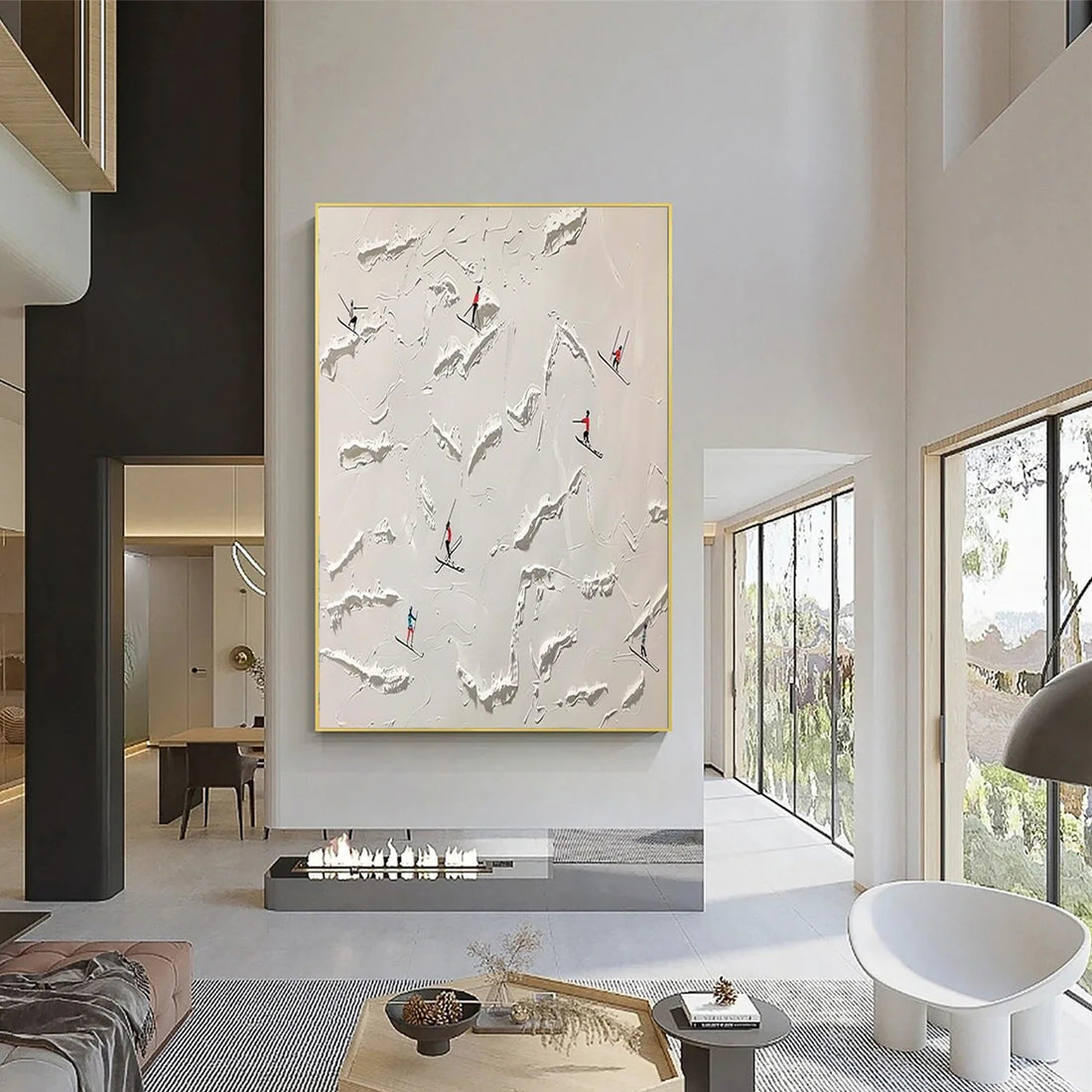 Skiing Sport Textured Wall Art #SA065