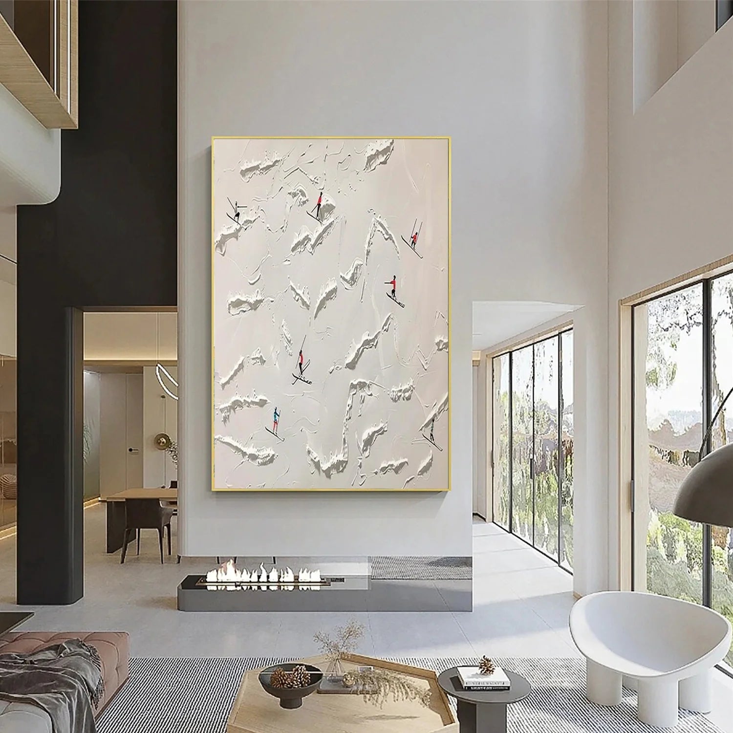 Skiing Sport Textured Wall Art #SA065