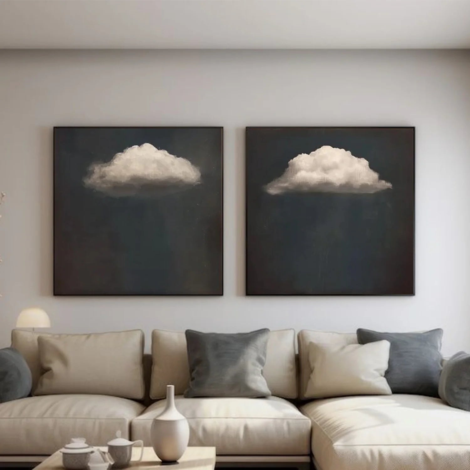 Black and White Minimalist Canvas Art Set of 2 #MZ119