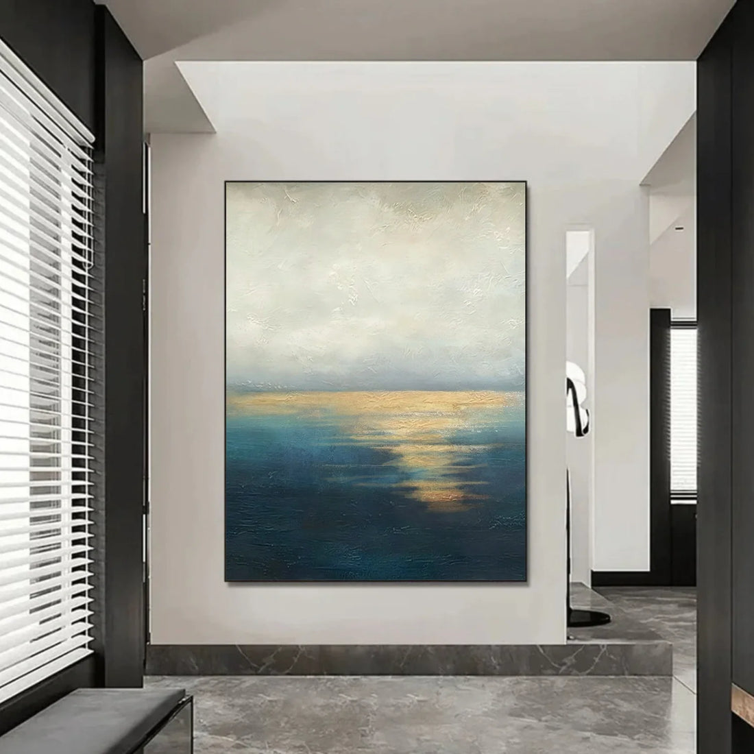 Blue and Gold Abstract Canvas Art #WS903