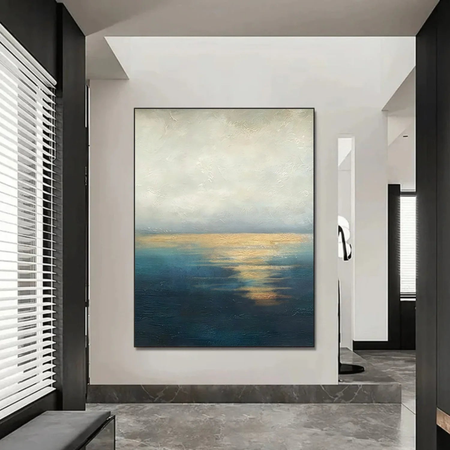 Blue and Gold Abstract Canvas Art #WS903