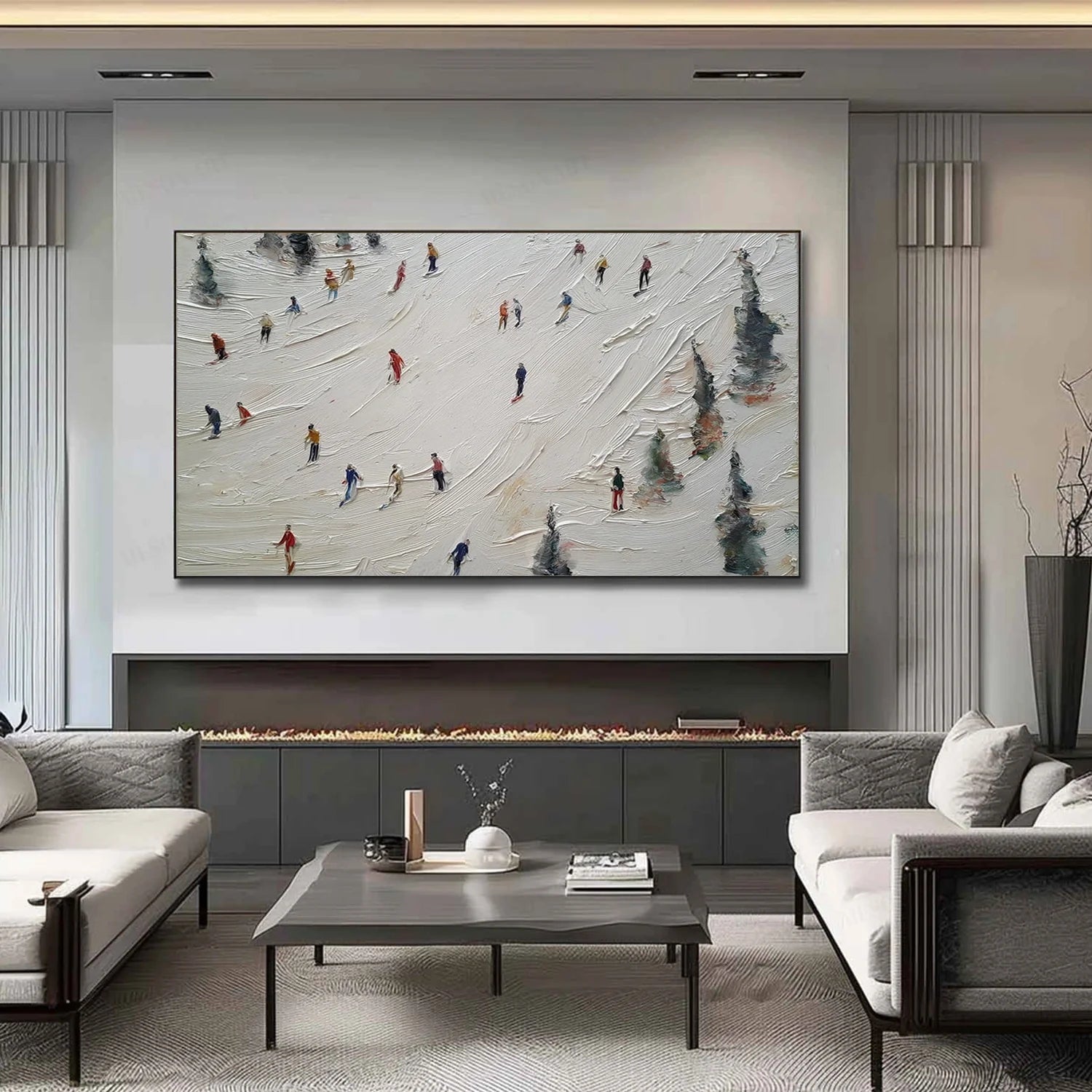 Skiing Sport Textured Wall Art #SA067