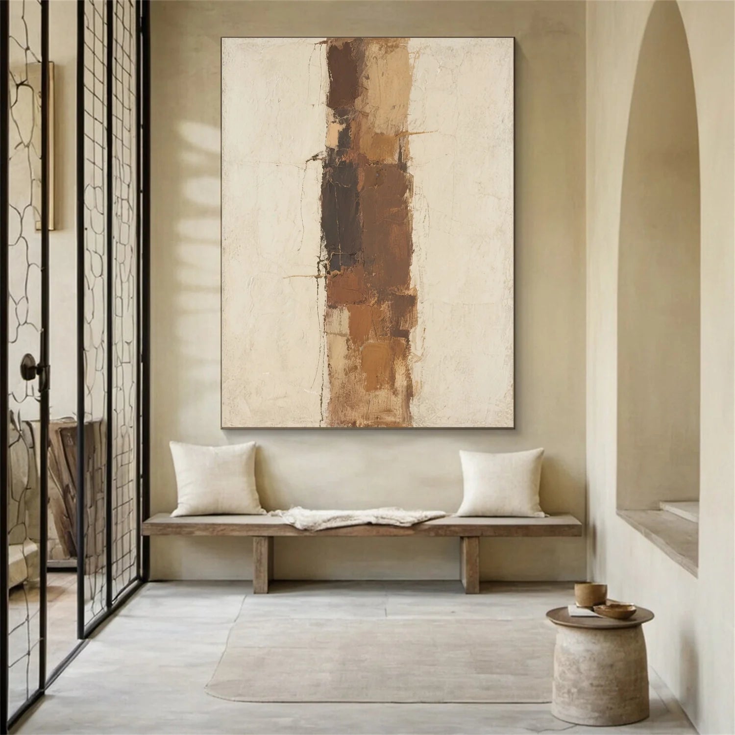 Beige and Brown Abstract Canvas Art #WS761