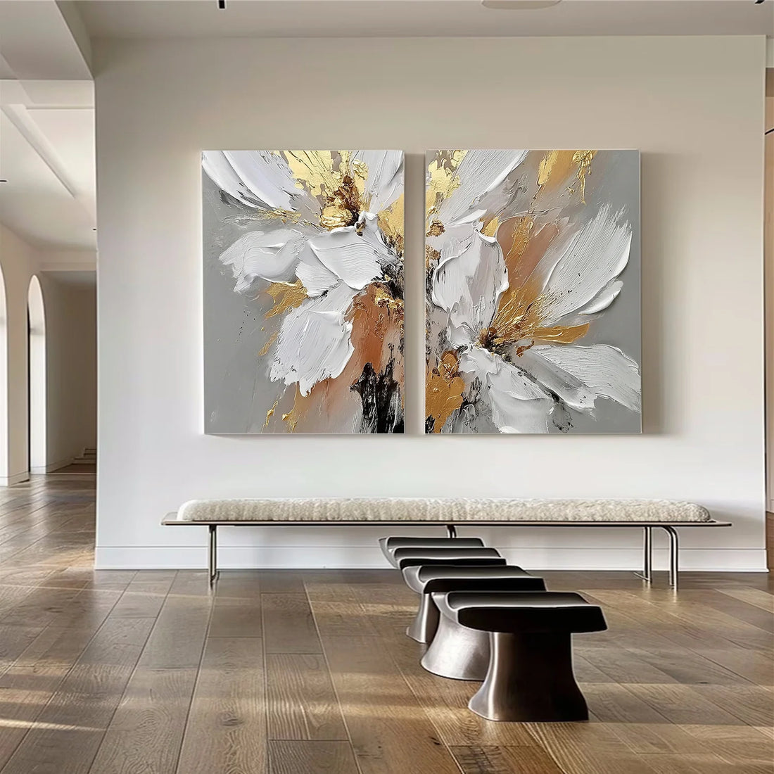 Flower & Tree Abstract Textured Wall Art Set of 2 #ML232