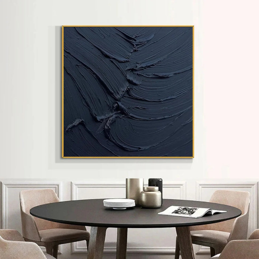 Black Minimalist Textured Canvas Art #MZ120