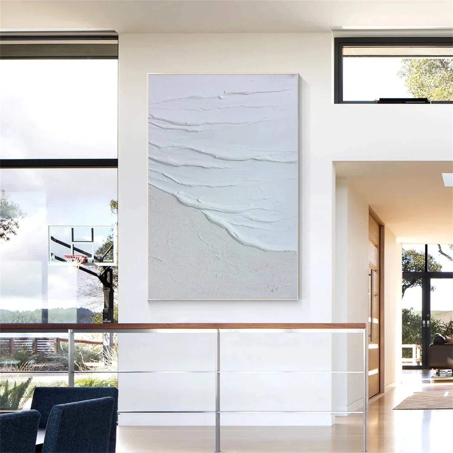 White Minimalist Textured Canvas Art #MM258