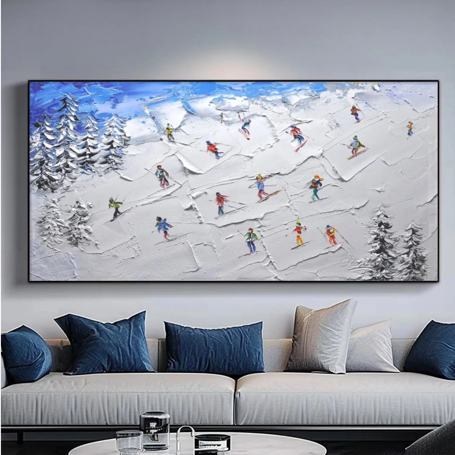 Skiing Sport Textured Wall Art #SA048