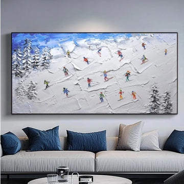 Skiing Sport Textured Wall Art #SA048