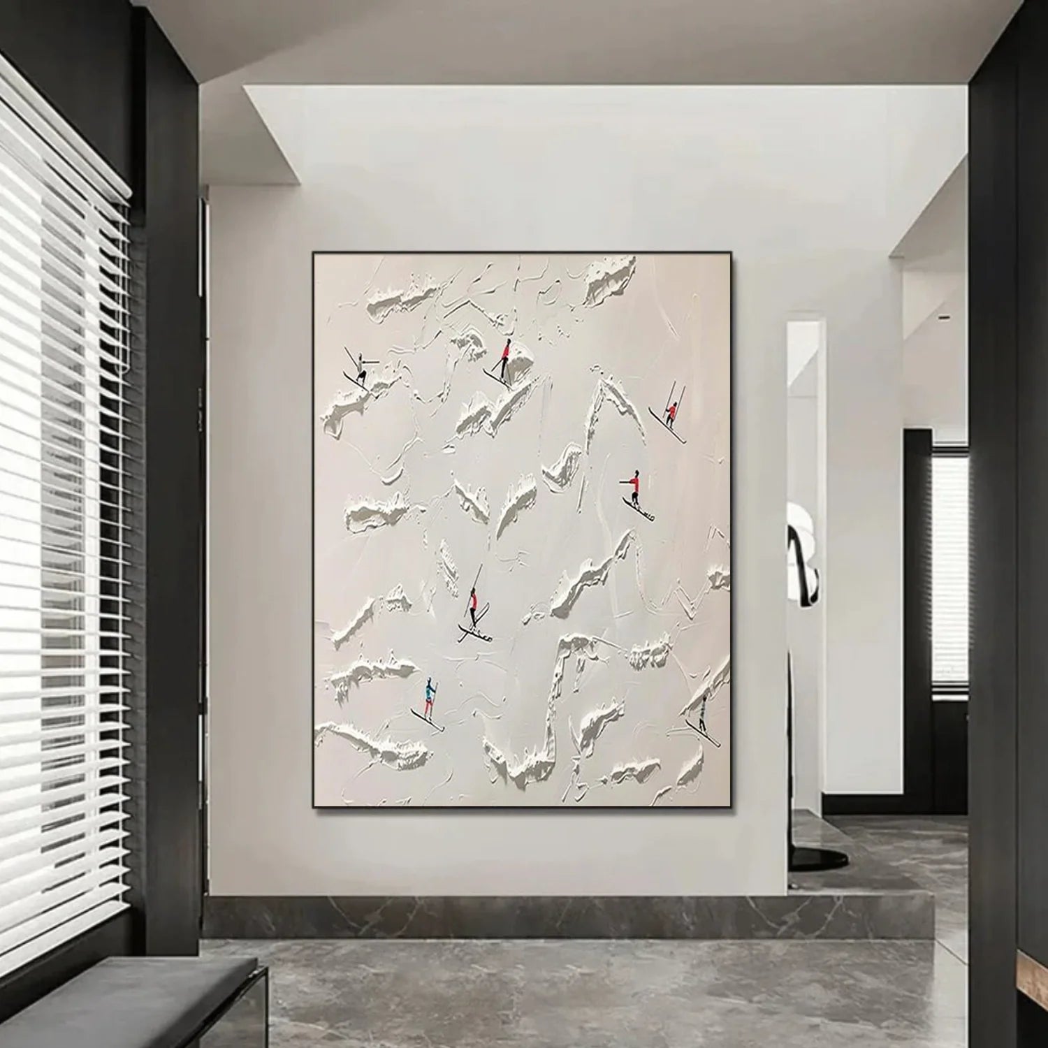 Skiing Sport Textured Wall Art #SA065