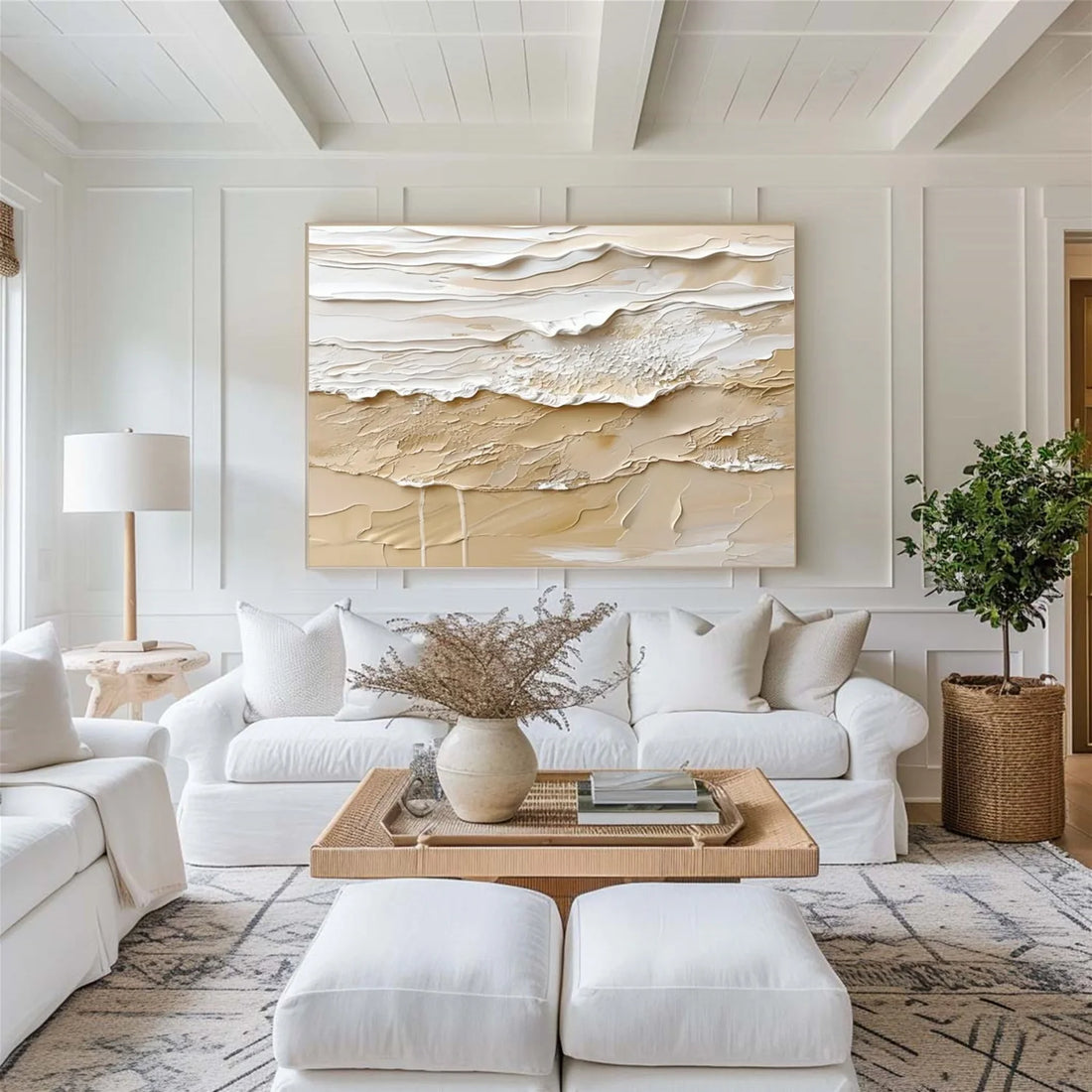 Beige and Brown Sea & Sky Abstract Textured Wall Art #MS139