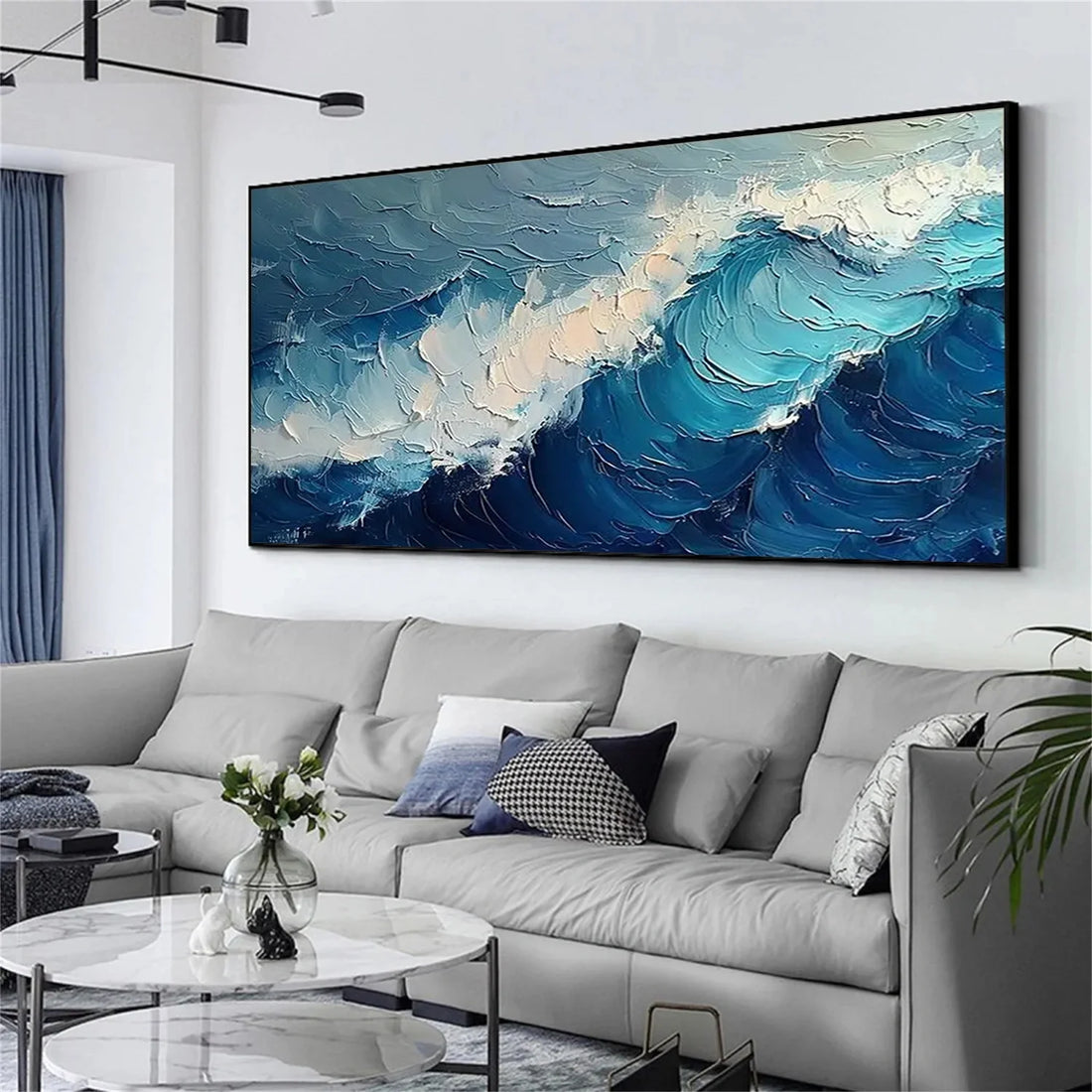 Blue Sea & Sky Abstract Textured Wall Art #MS124
