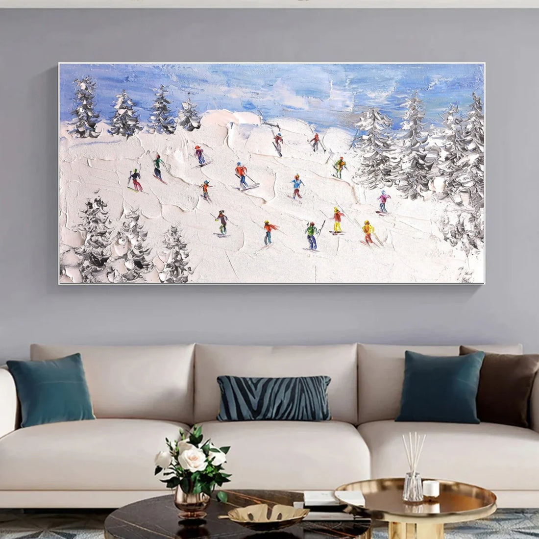 Skiing Sport Textured Wall Art #SA050