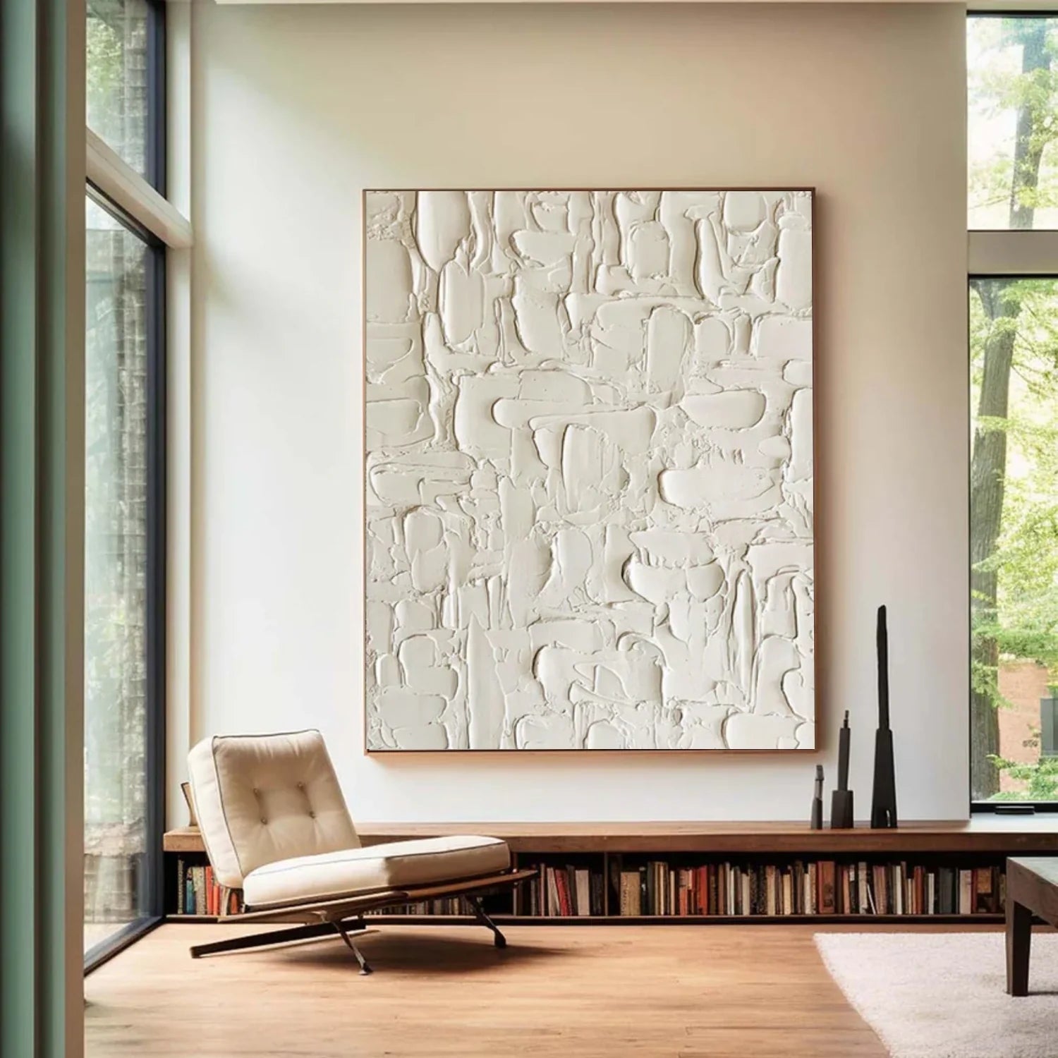 White Minimalist Textured Canvas Art #MM287