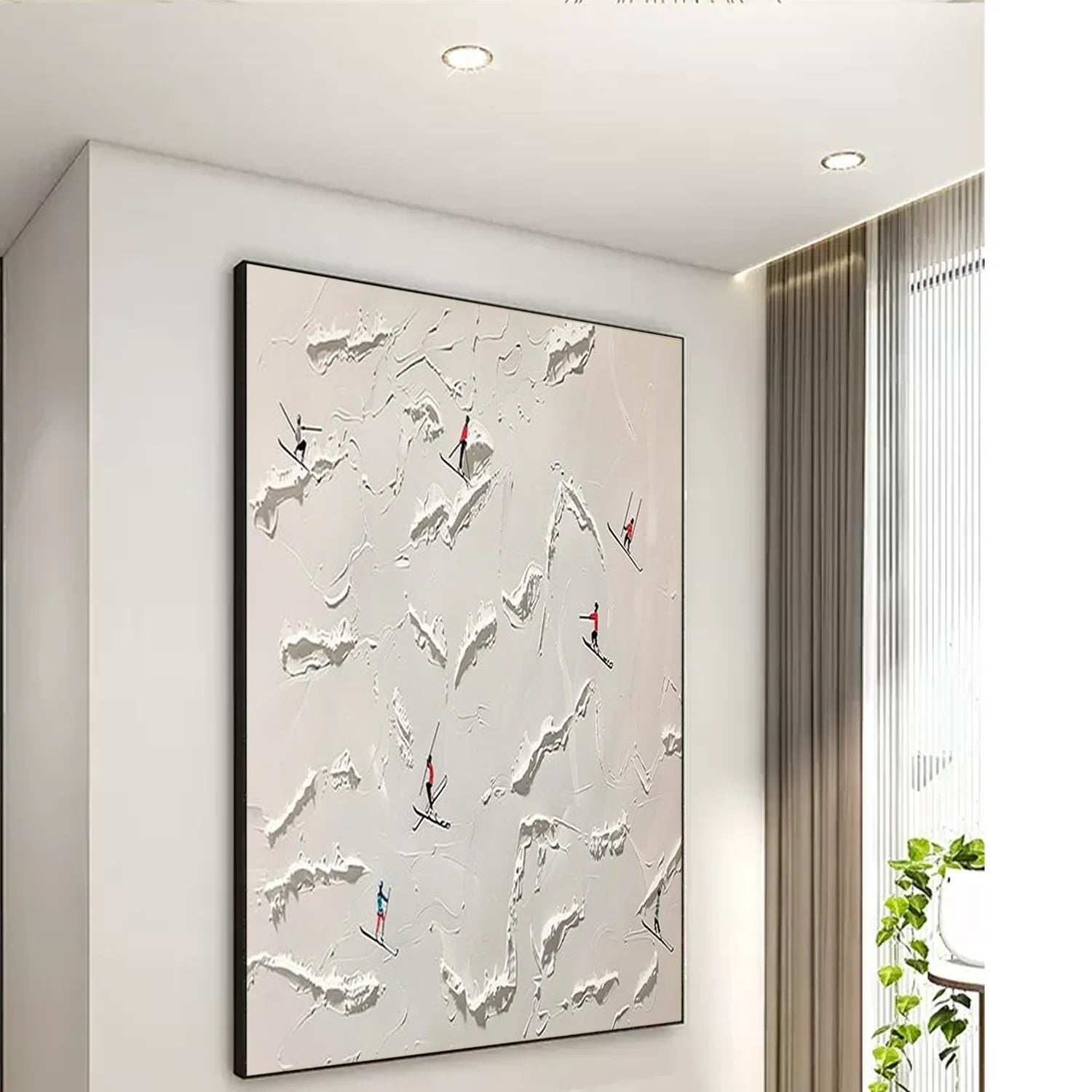 Skiing Sport Textured Wall Art #SA065