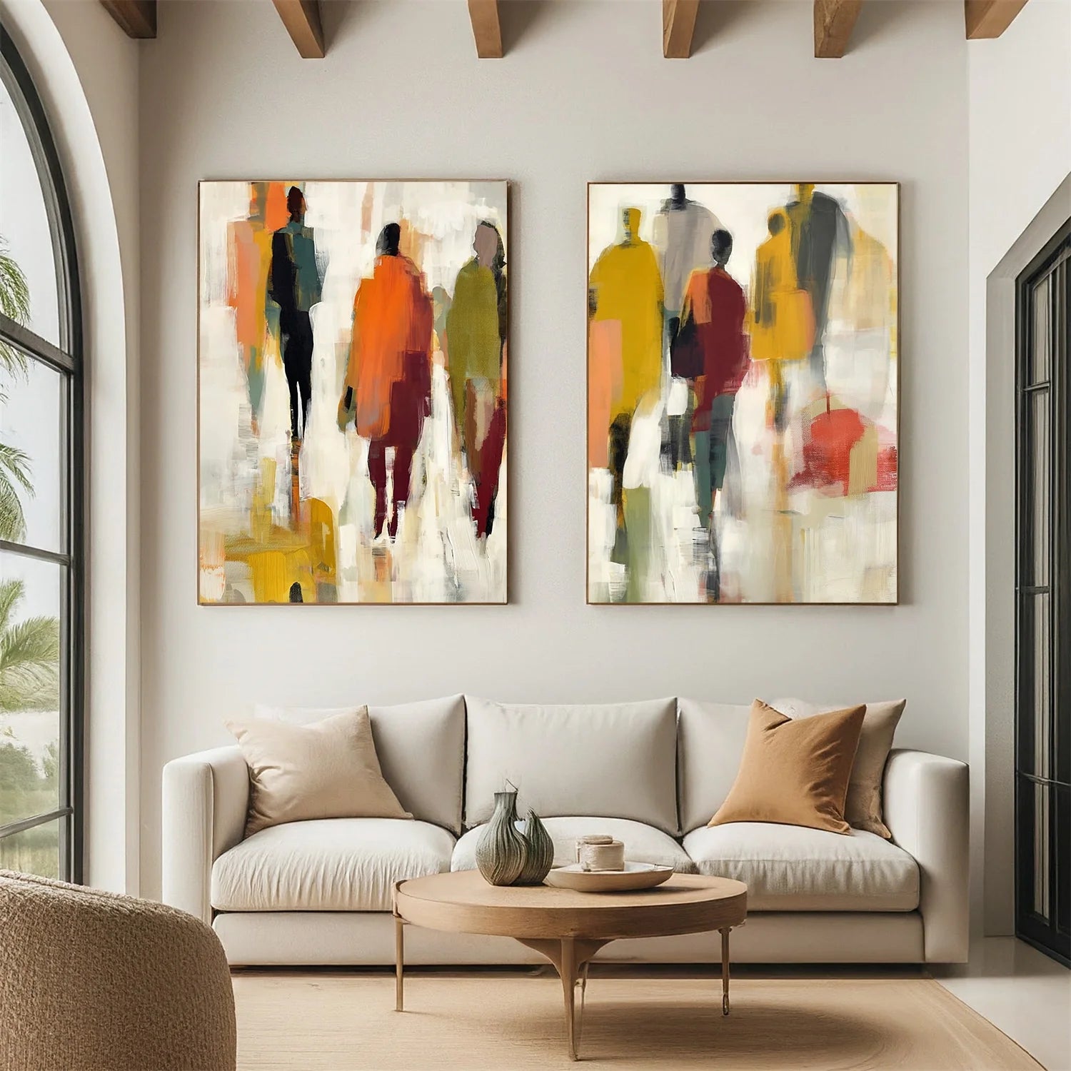Colorful Abstract Portrait Wall Art Set of 2 #AP088