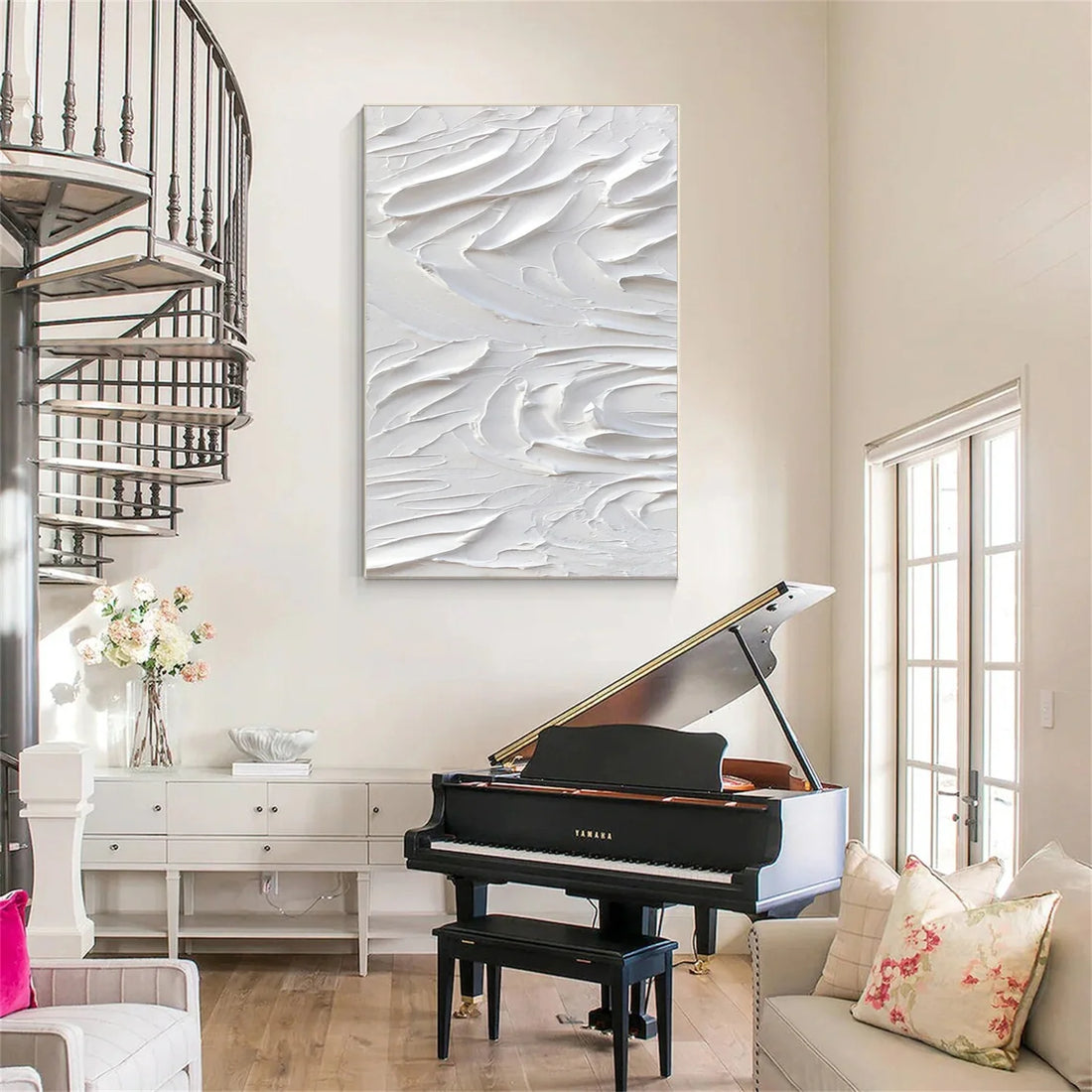 White Minimalistic Textured Art #MM239