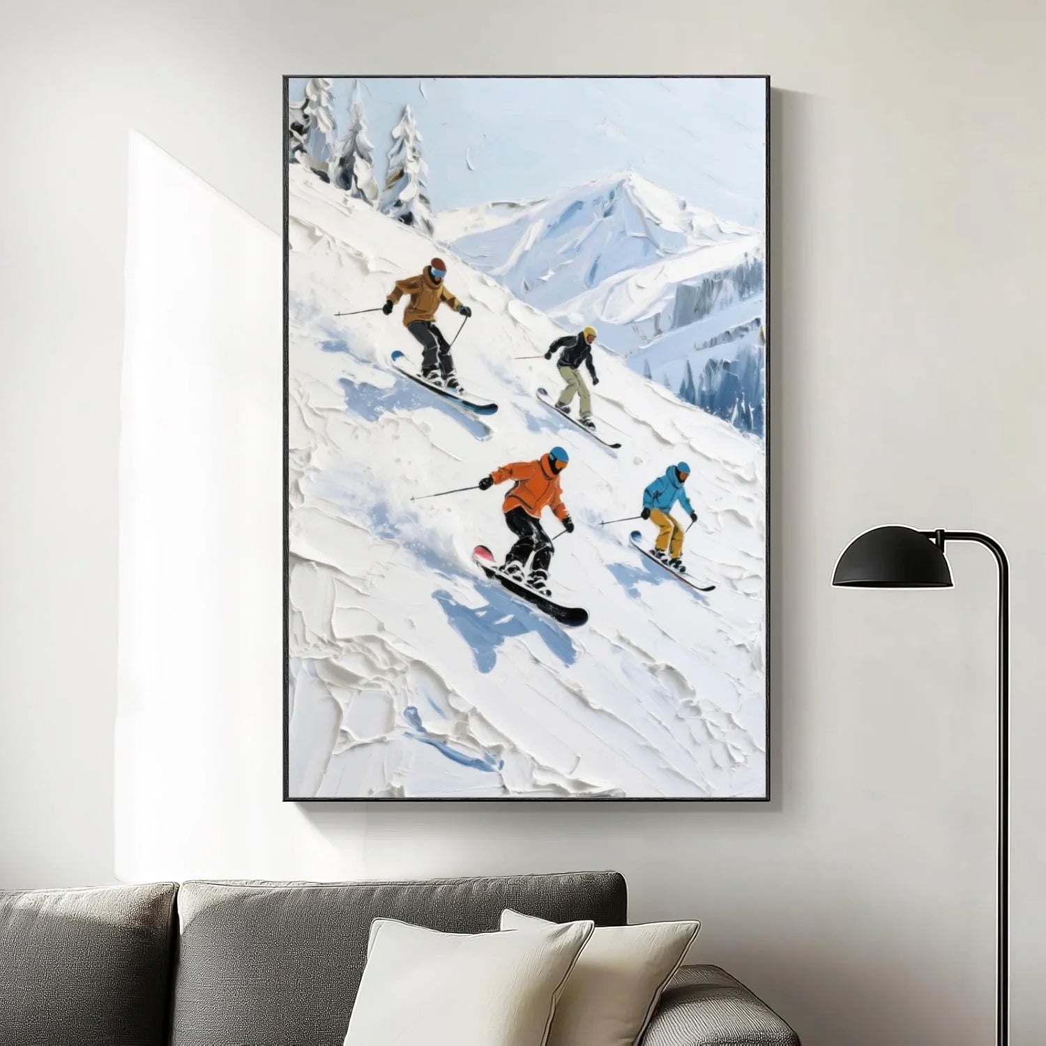 Skiing Sport Textured Wall Art #SA059