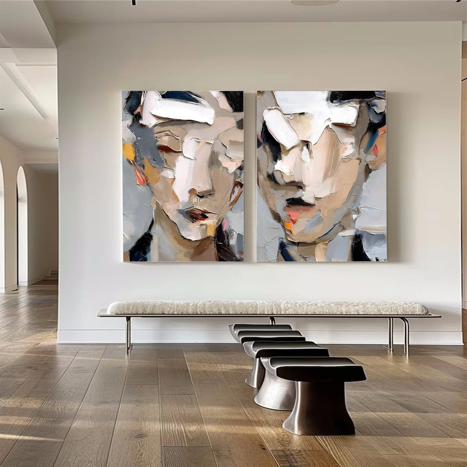 Abstract Portrait Textured Wall Art Set of 2 #AP125