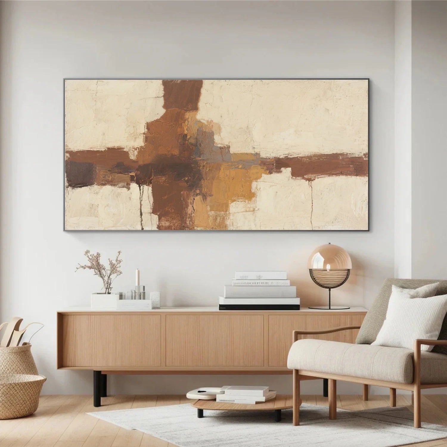 Beige and Brown Abstract Canvas Art #WS758