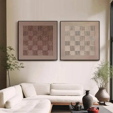 Beige and Brown Wabi Sabi Textured Canvas Art Set of 2 #WS638