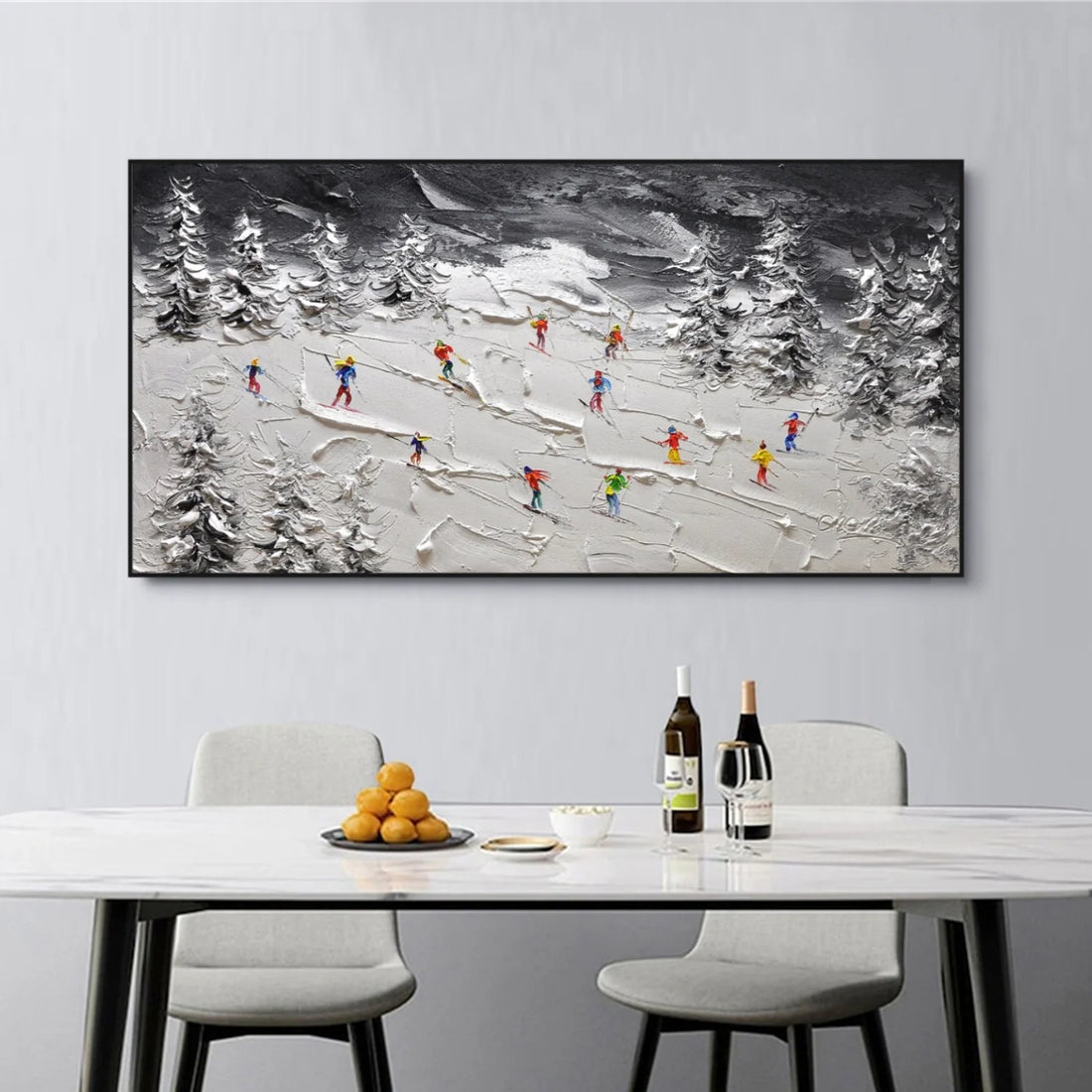 Skiing Sport Textured Wall Art #SA049