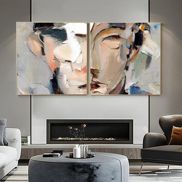 Abstract Portrait Textured Wall Art Set of 2 #AP124