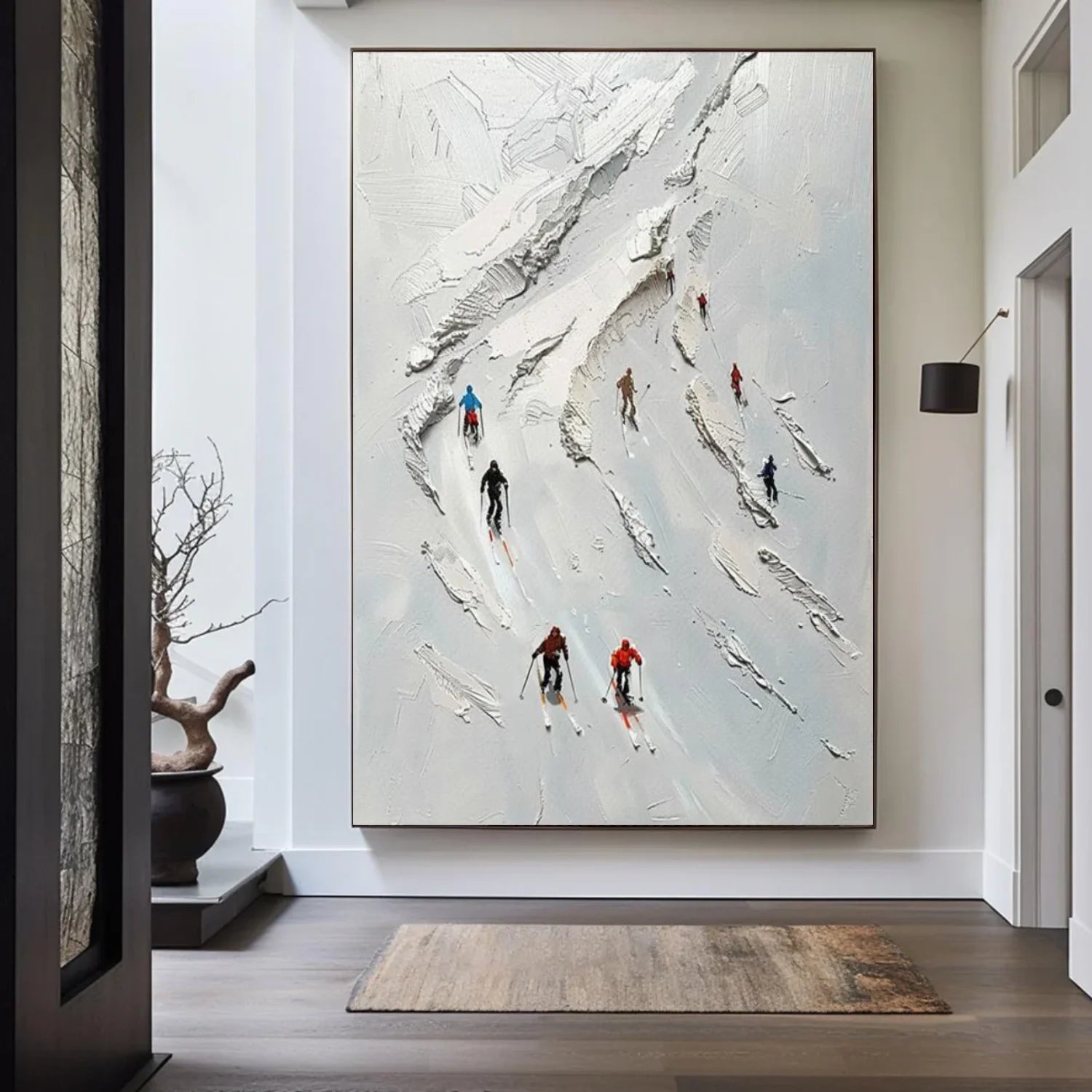 Skiing Sport Textured Wall Art #SA056