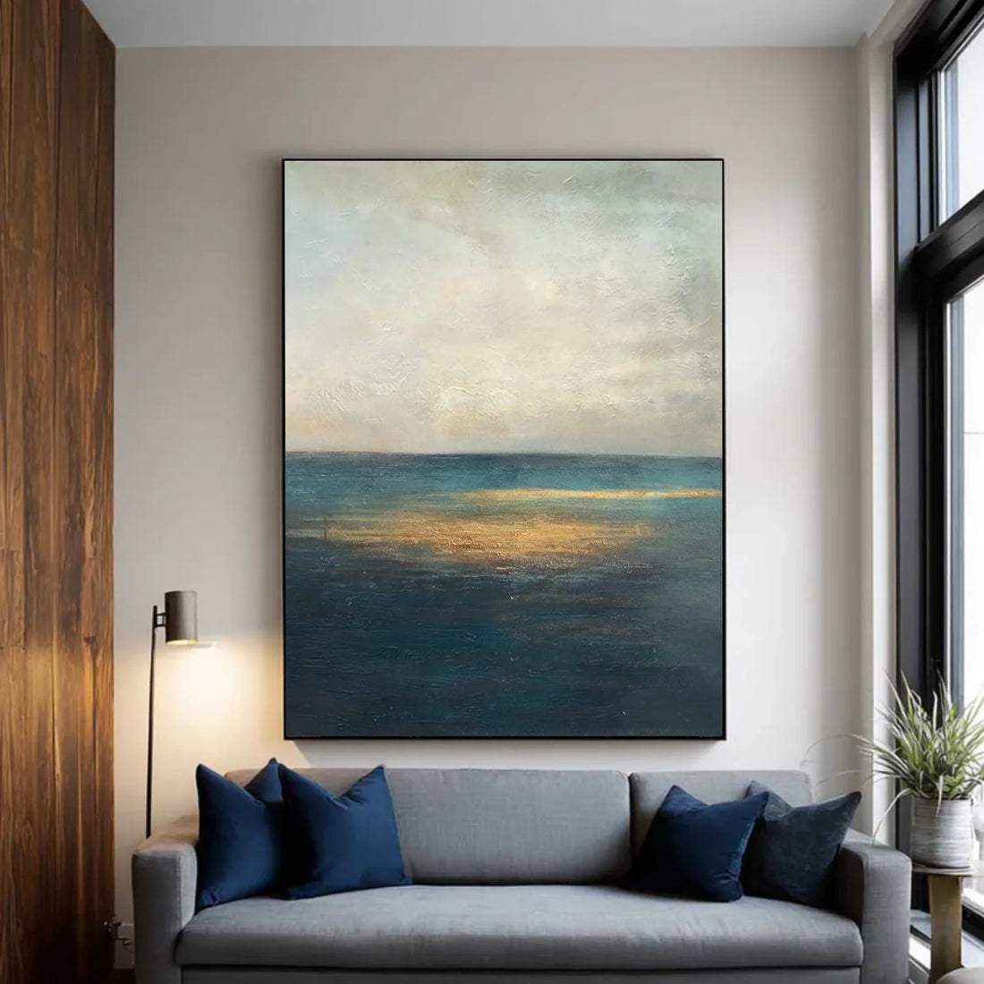 Blue and Gold Abstract Canvas Art #WS902