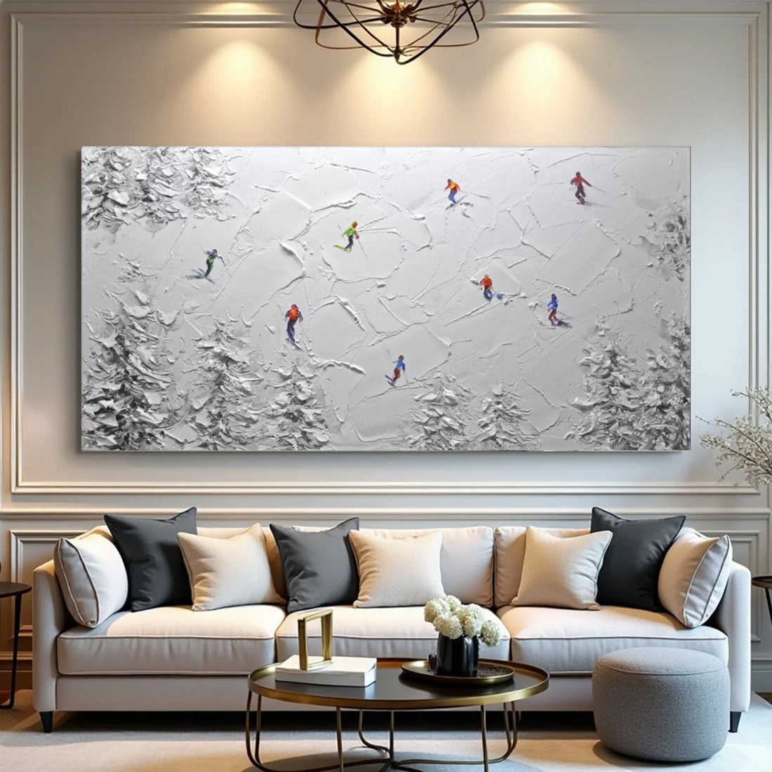Skiing Sport Textured Wall Art #SA047