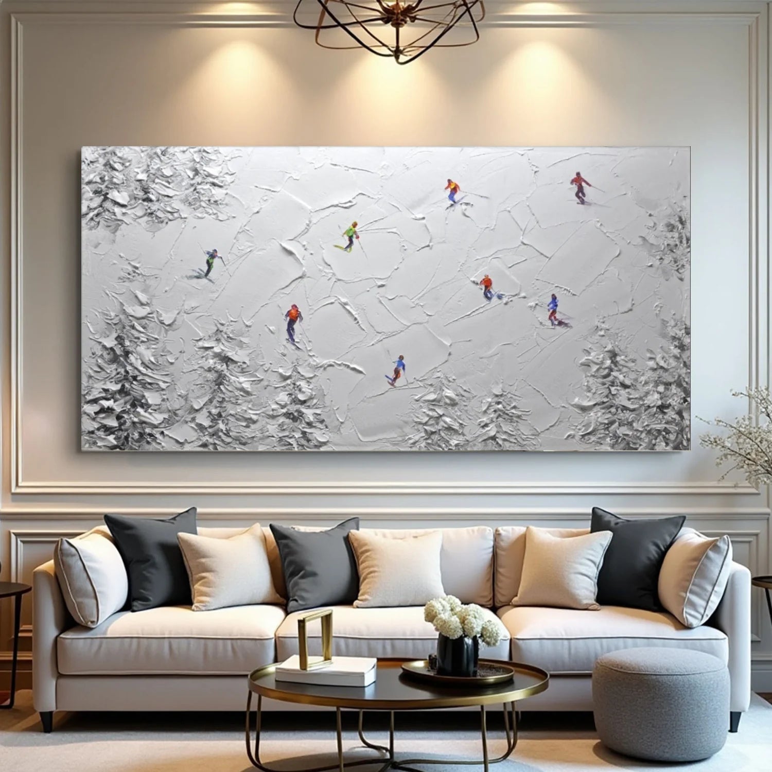 Skiing Sport Textured Wall Art #SA047