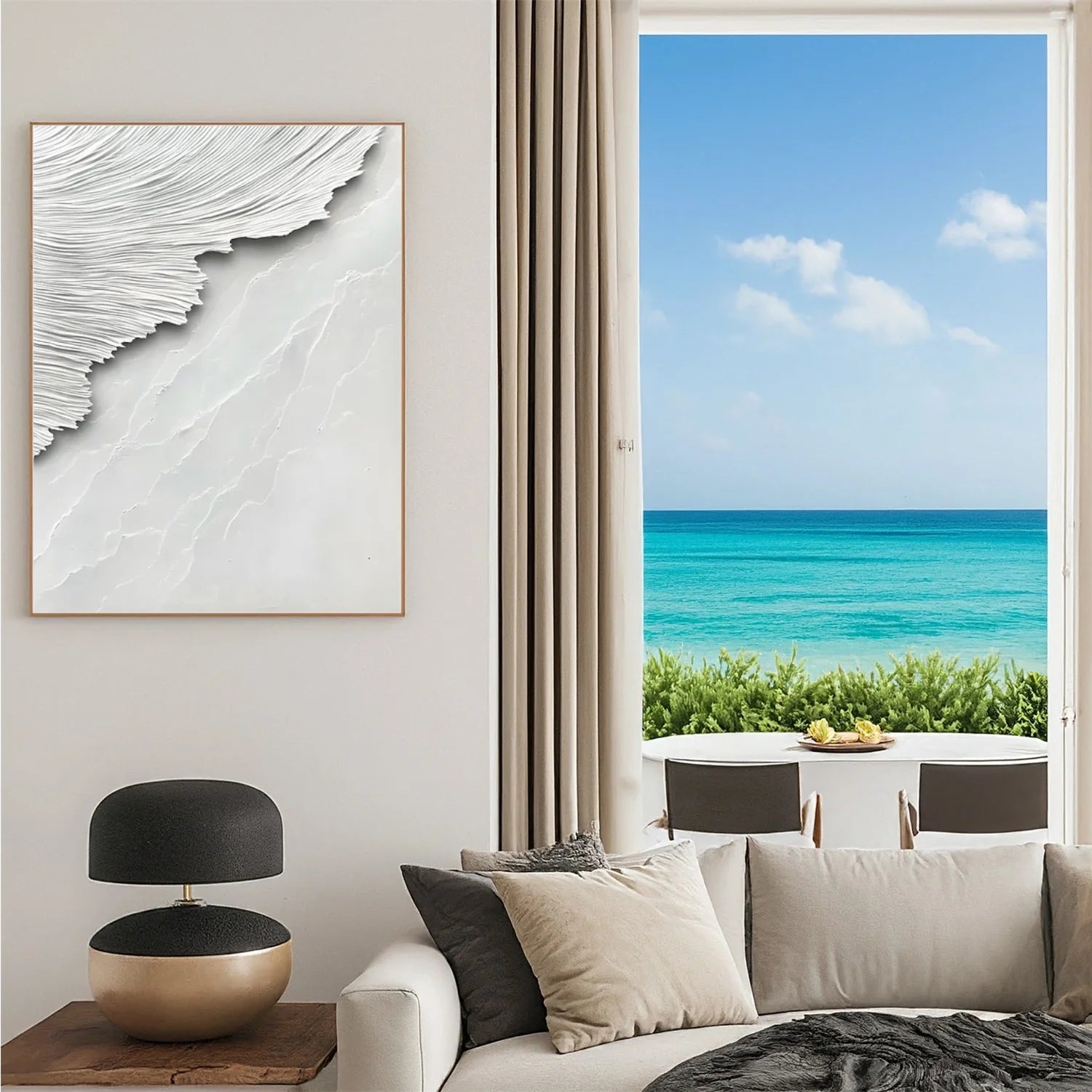 White Minimalist Textured Canvas Art #MM268