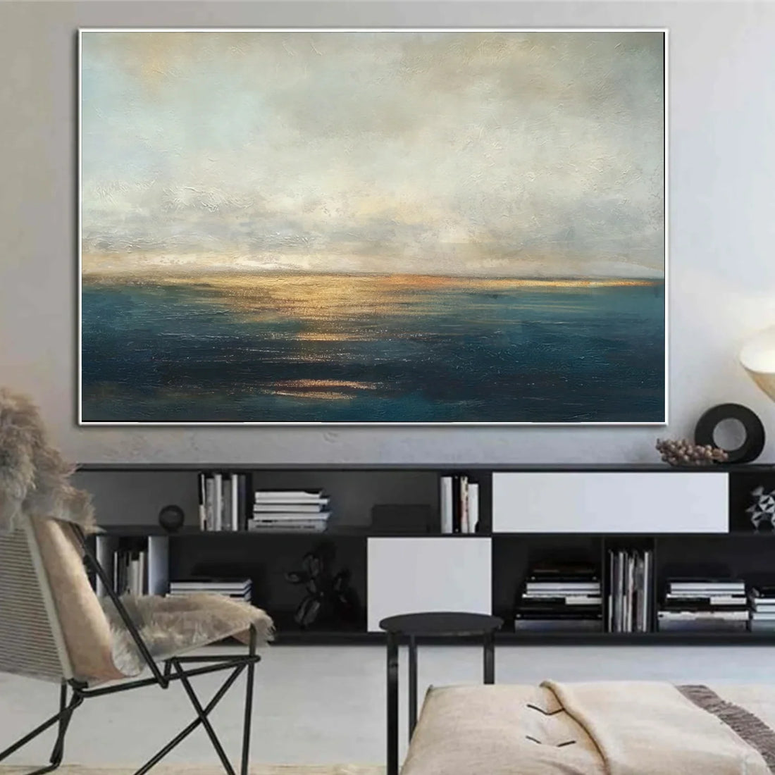 Blue and Gold Abstract Canvas Art #WS899
