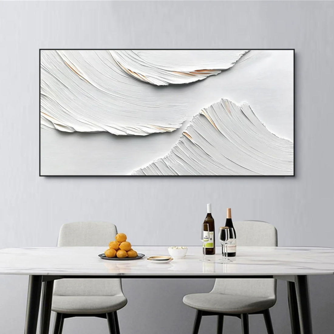 White Minimalist Textured Canvas Art #MM267