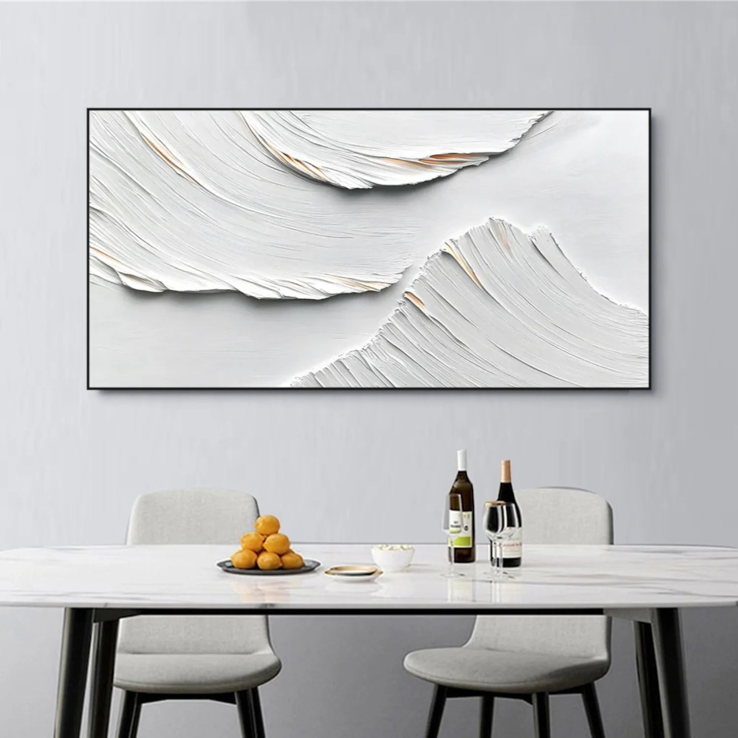 White Minimalist Textured Canvas Art #MM267