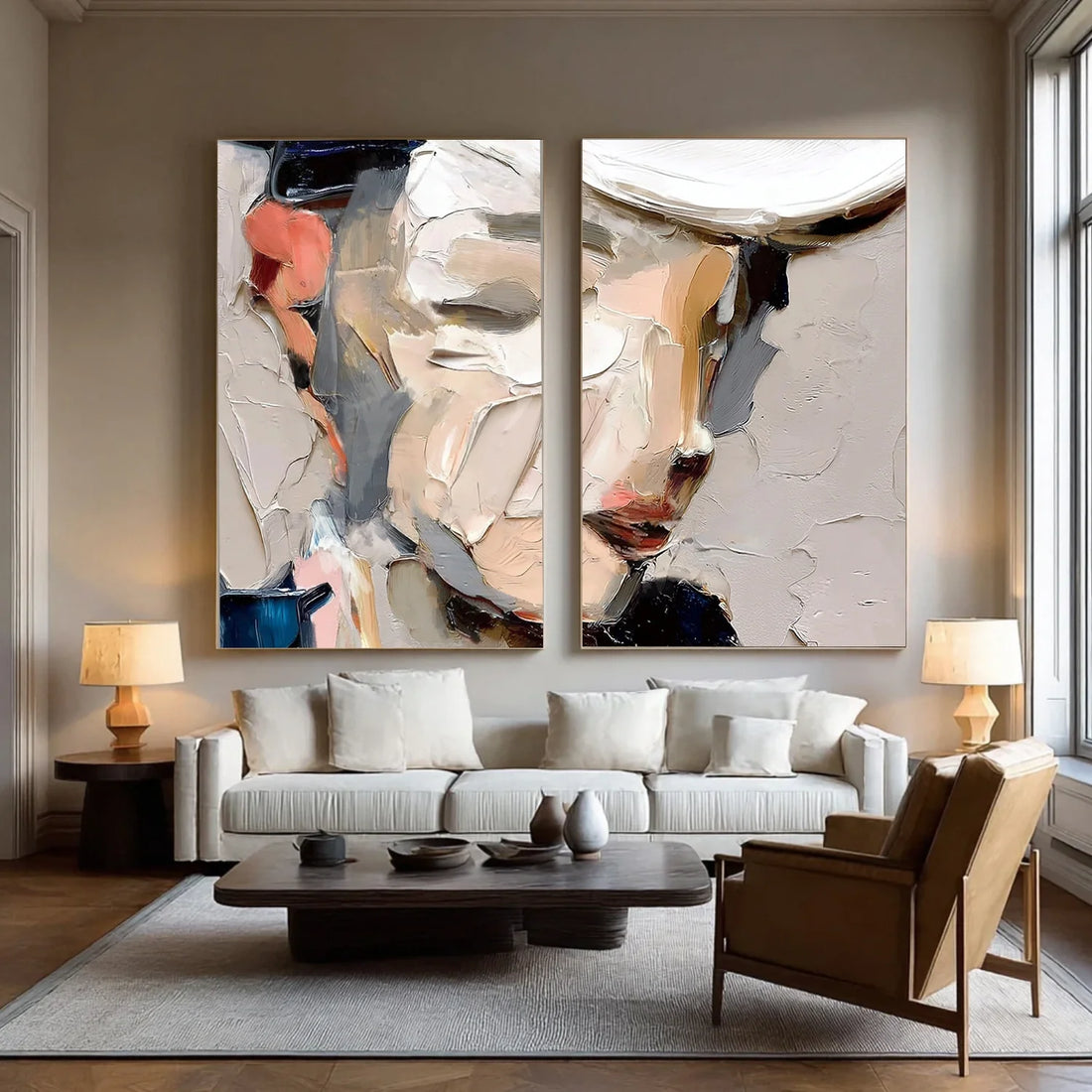 Abstract Portrait Textured Wall Art Set of 2 #AP126