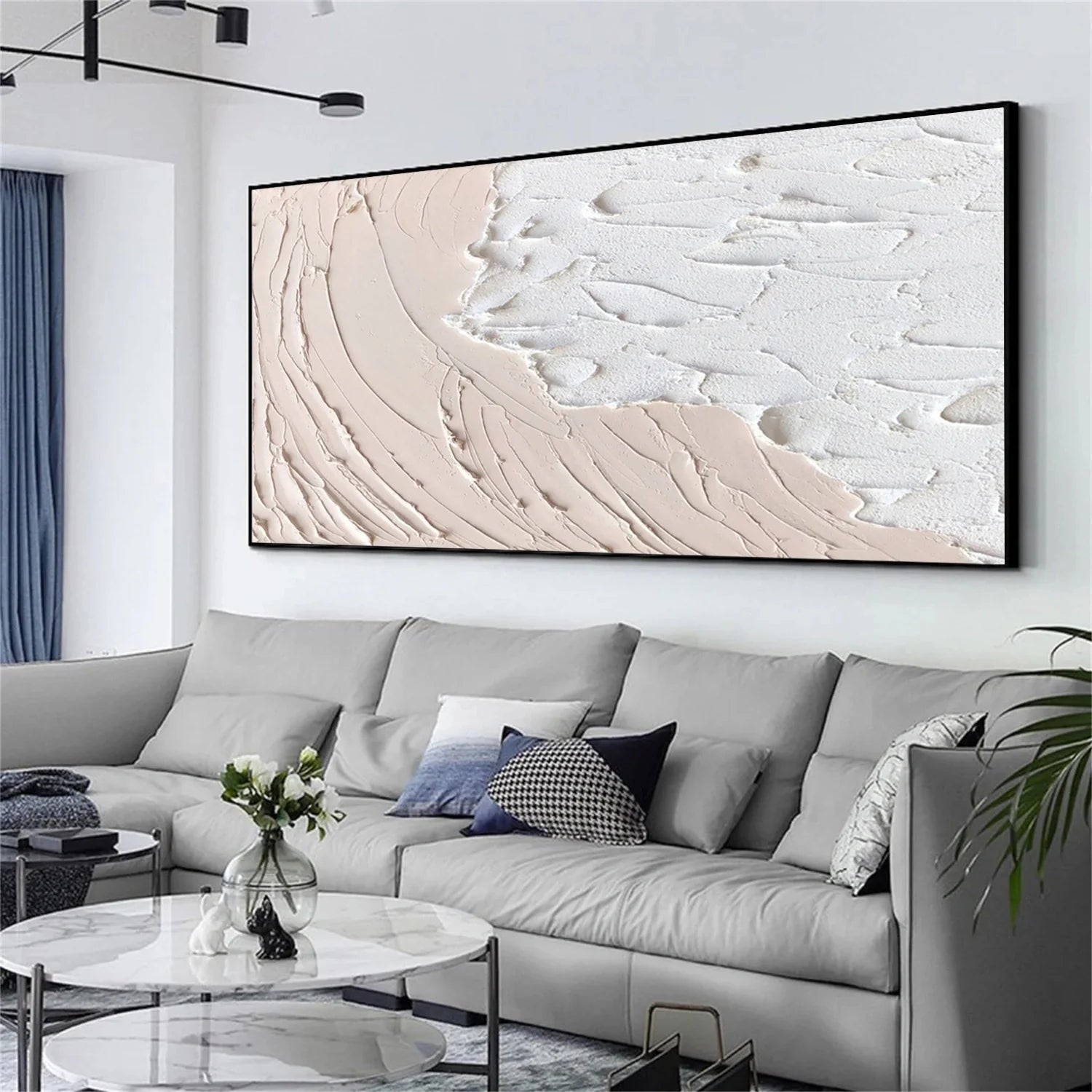White and Beige Minimalistic Textured Art #MM233