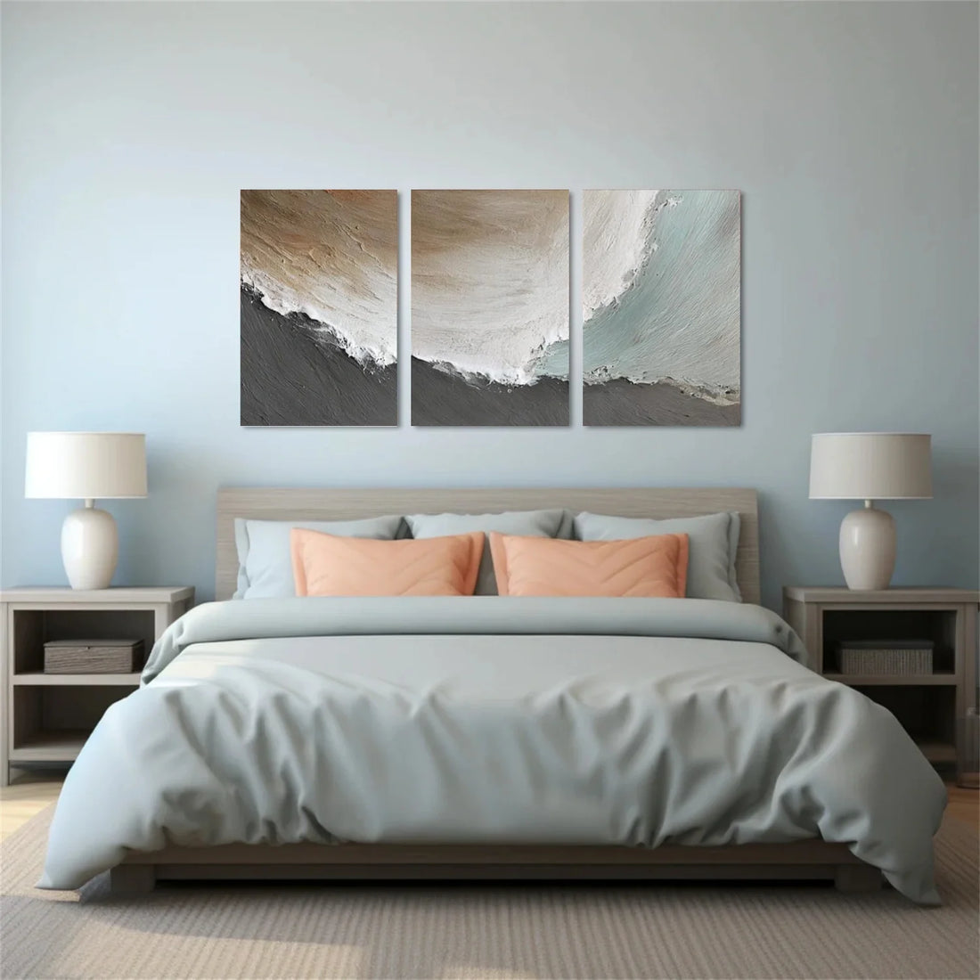 Sea & Sky Abstract Textured Wall Art Set of 3 #MS266