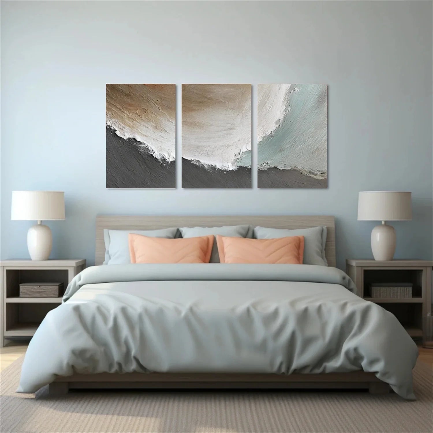 Sea & Sky Abstract Textured Wall Art Set of 3 #MS266