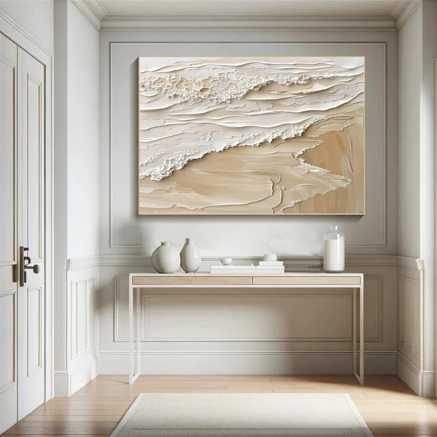 Beige and Brown Sea & Sky Abstract Textured Wall Art #MS140