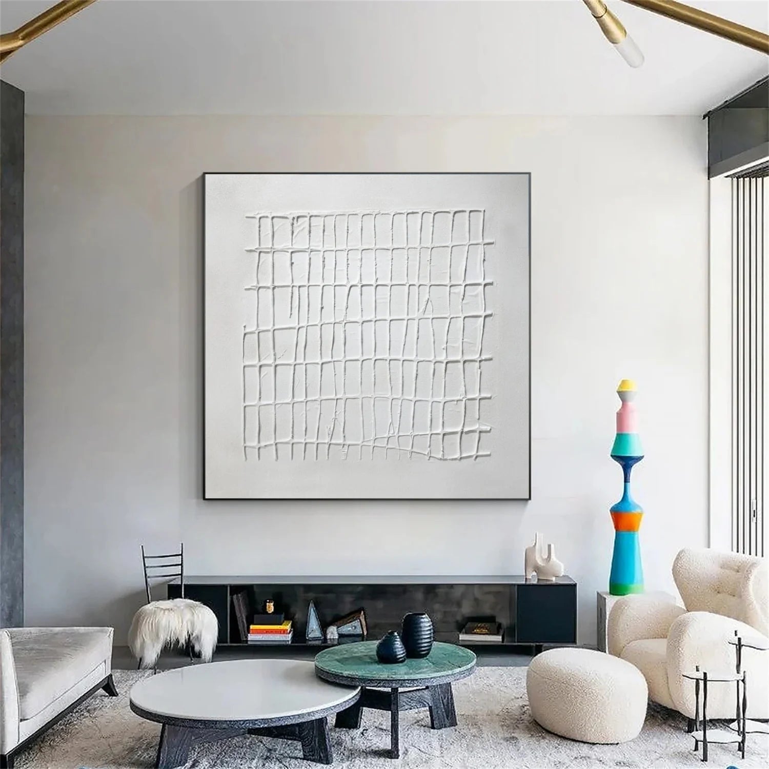 White Minimalist Textured Canvas Art #MM288