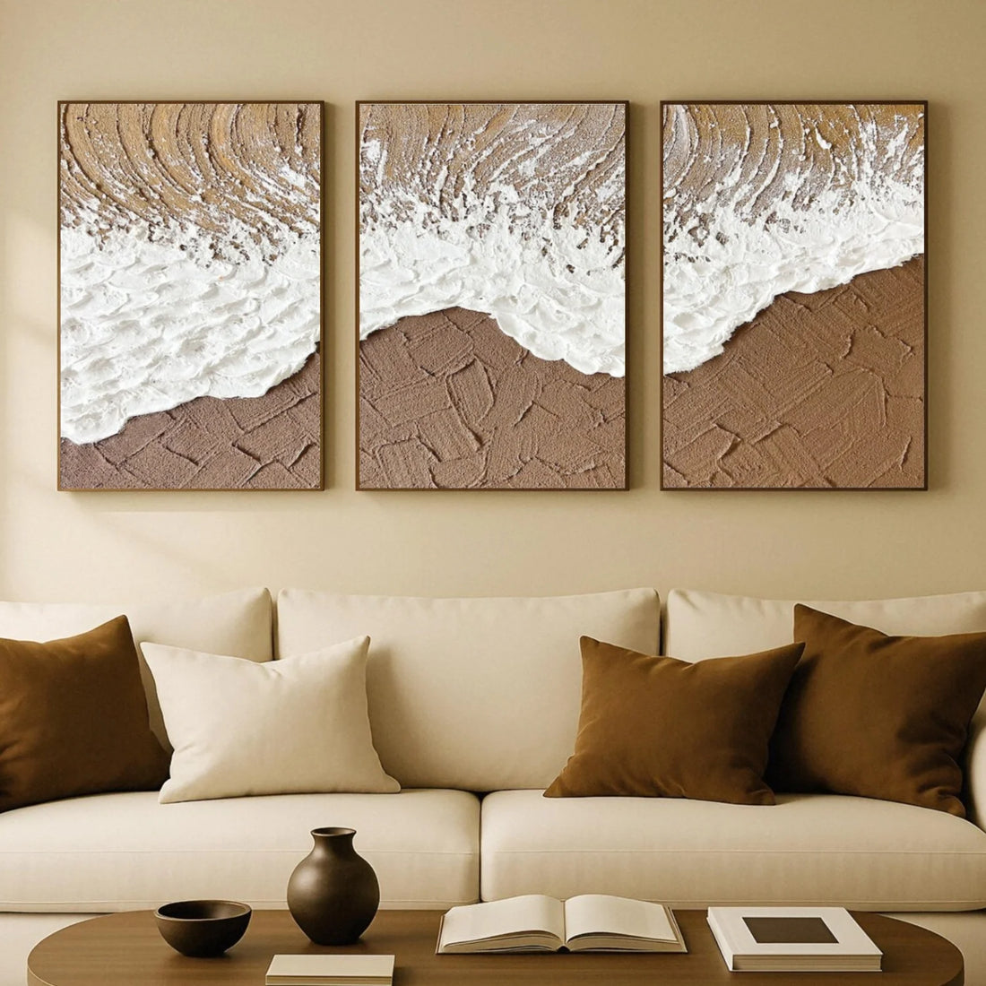 Sea & Sky Abstract Textured Wall Art Set of 3 #MS240