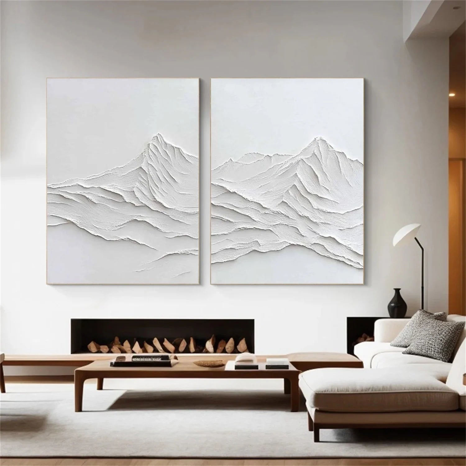 Minimalist Mountain Textured Canvas Art Set of 2 #MM349