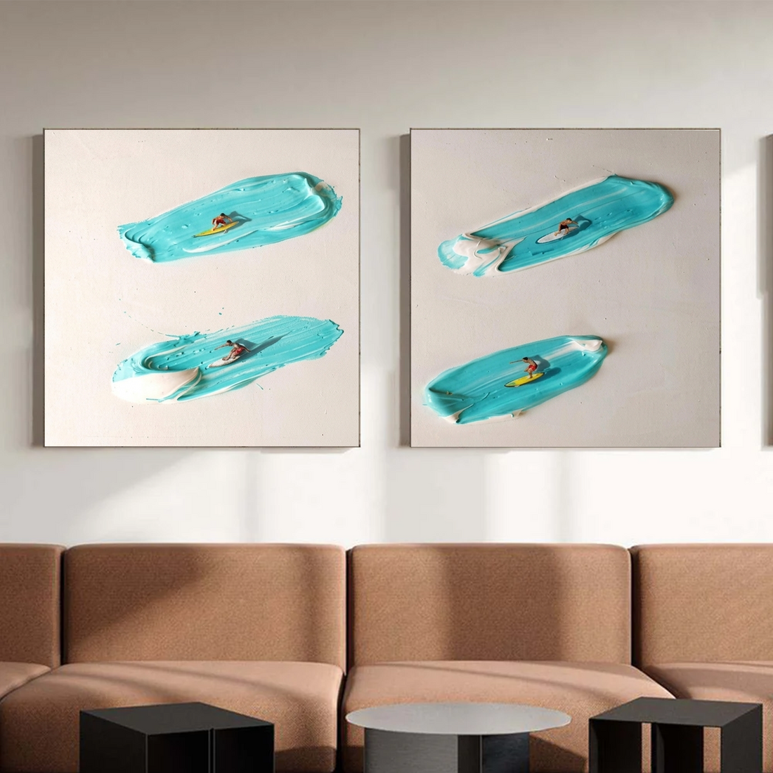Surfing Sport Textured Wall Art Set of 2 #SA092