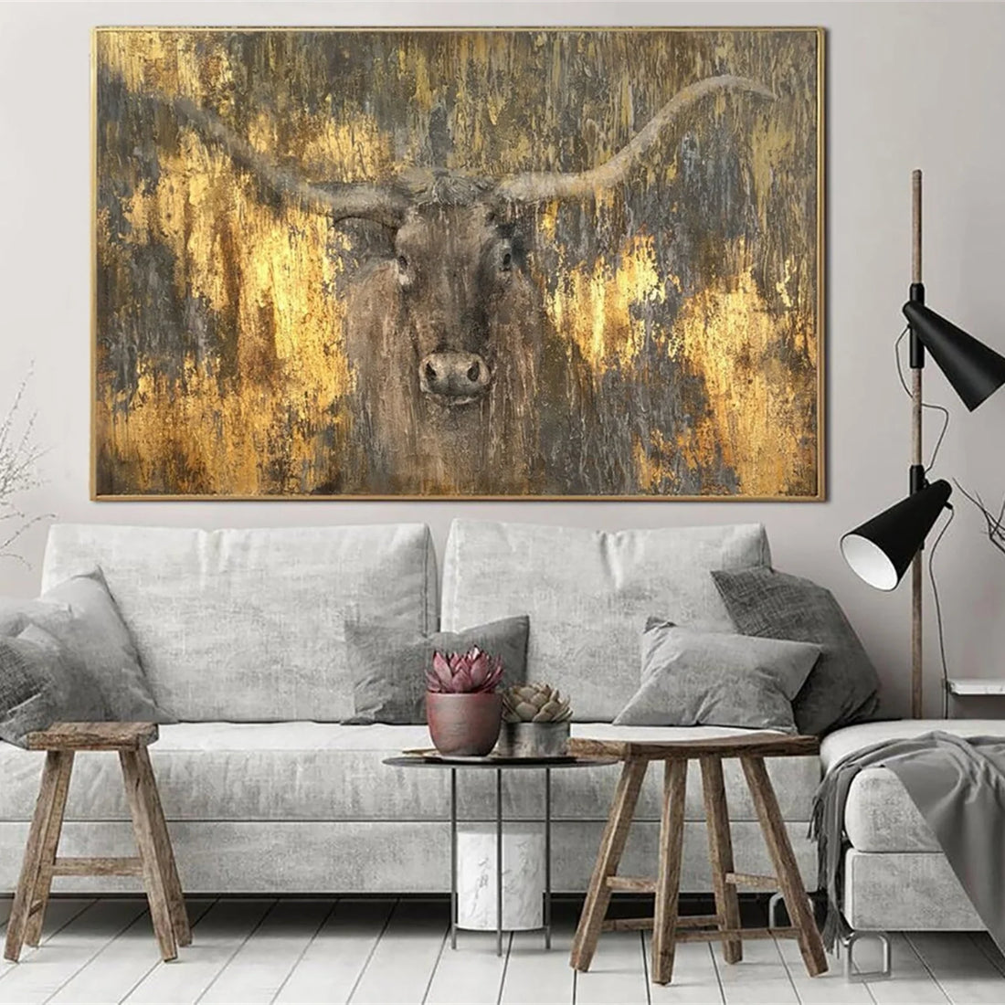 Gold and Brown Abstract Animal Wall Art #AL081