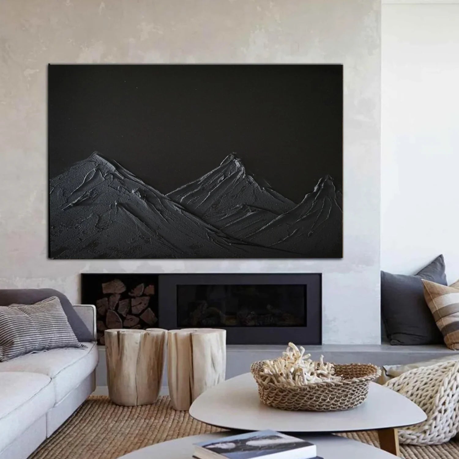 Minimalist Mountain Textured Canvas Art #MM360