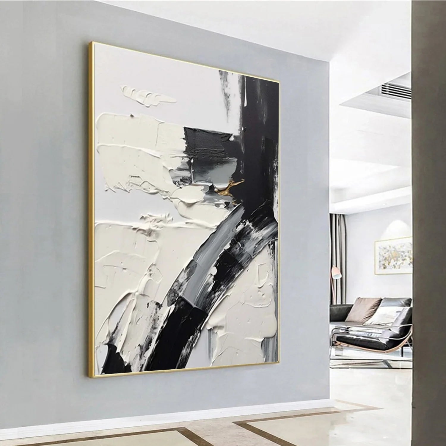 White and Black Minimalistic Textured Art #MM244