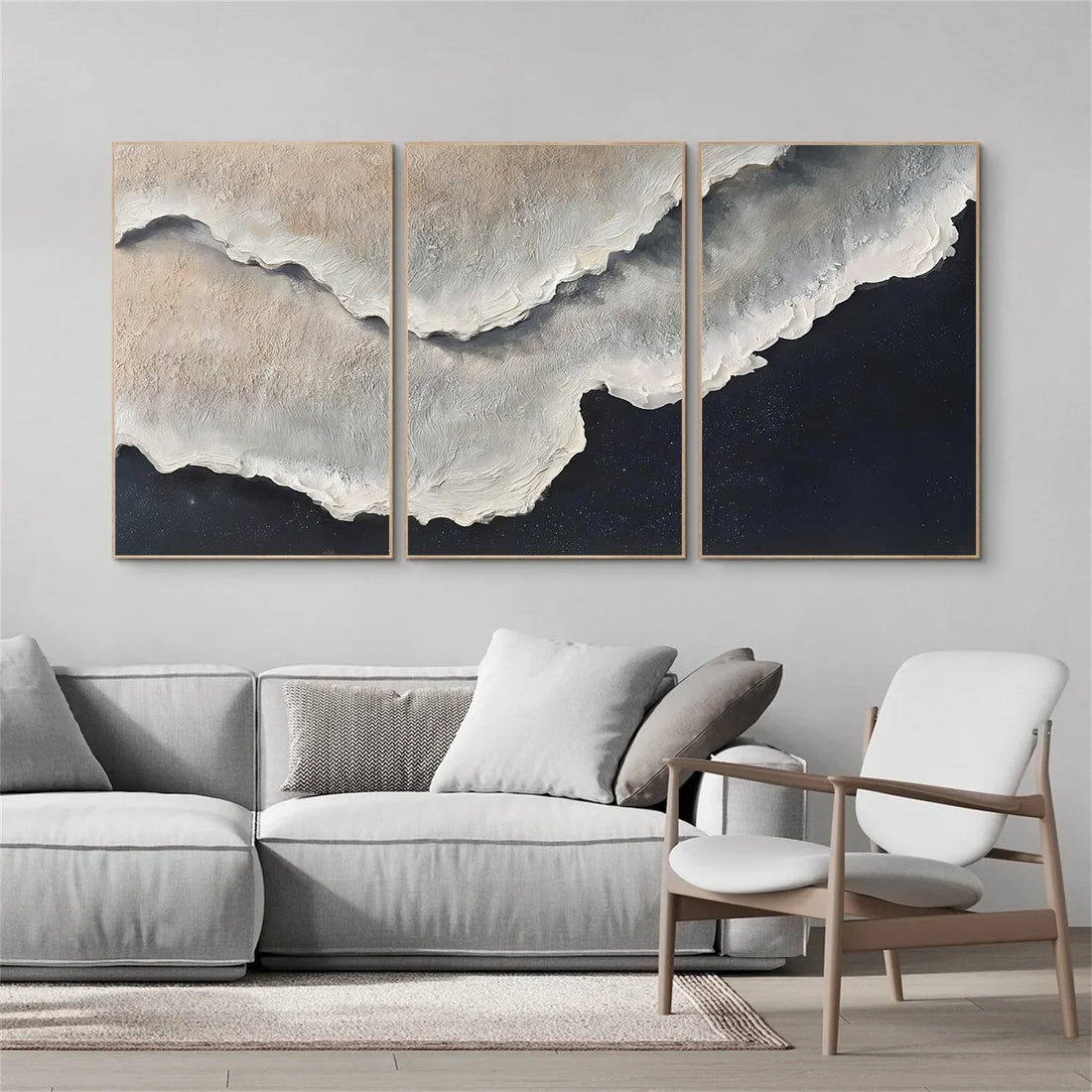 Sea & Sky Abstract Textured Wall Art Set of 3 #MS278
