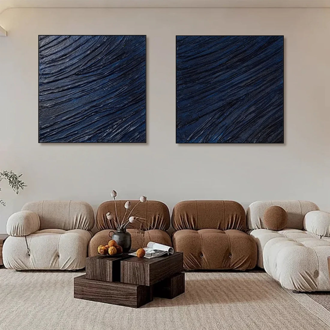 Blue Minimalist Textured Canvas Art Set of 2 #MZ104
